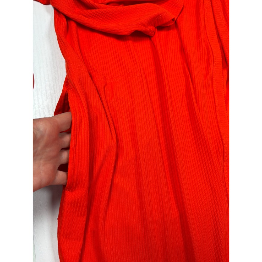 Lane Bryant Orange Ribbed Longline Cardigan Open Front Duster Pockets 22/24 Plus - Picture 8 of 12